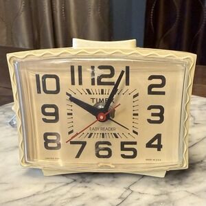 VTG Timex Clock 1960s 60s MCM Model 7317-4 Bedside Electric Alarm Clock WORKS!